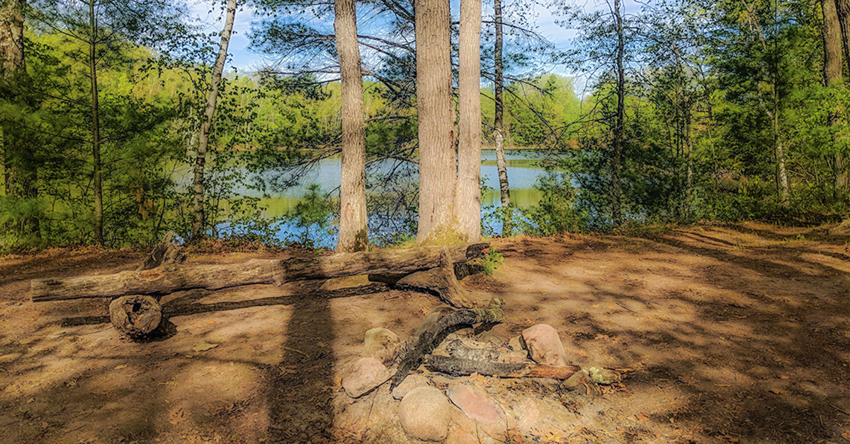 A primitive campsite at Harwood Lakes in the Chippewa County Forest