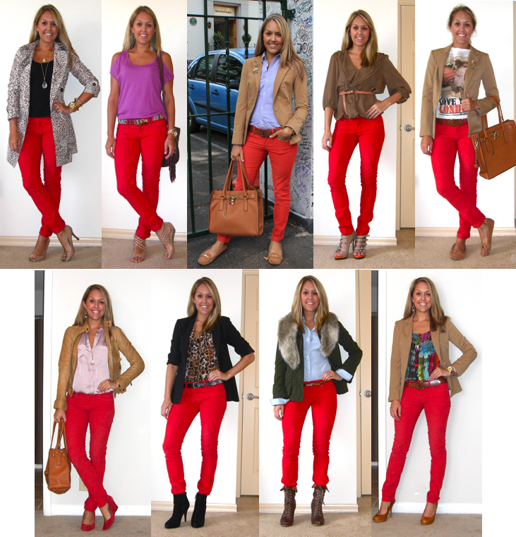 what to wear with red skinny jeans | Red Skinny Jeans