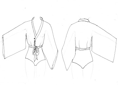 Enter the Ingénue: Kimono Body Suit -Sketch & Photoshop