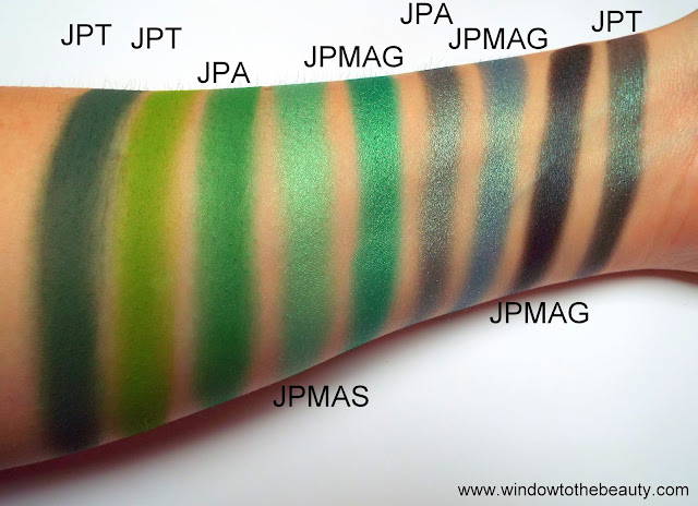 Juvia's Place green eyeshadow from all palettes