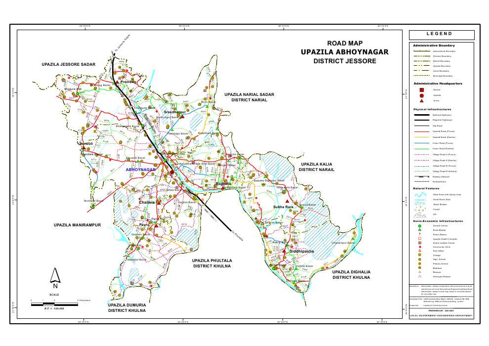 Abhaynagar Upazila Road Map Jessore District Bangladesh