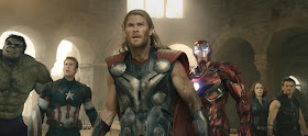 Mark Ruffalo, Chris Evans, Chris Hemsworth, Robert Downey Jr., Scarlett Johansson, and Jeremy Renner in Avengers: Age of Ultron