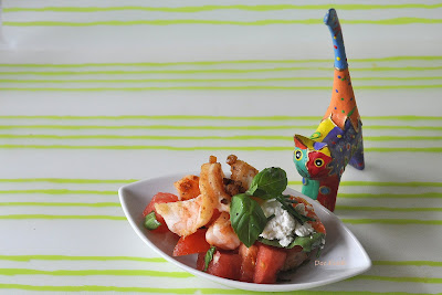 Wassermelone mit Gambas Wassermelone, Gambas