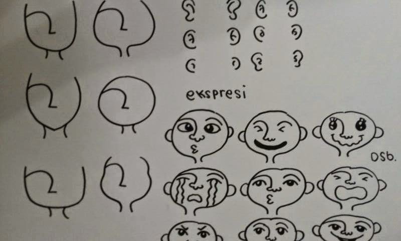 Membuat Doodle Simple Contoh Bentuk Wajah Telinga Ekspresi Gambar Mudah