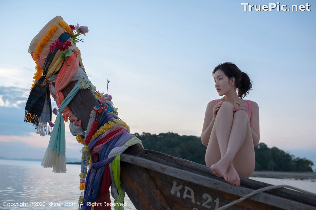Image XIUREN No.2340 - Chinese Model Shen Mengyao (沈梦瑶) - Sexy Pink Monokini on the Beach - TruePic.net - Picture-19