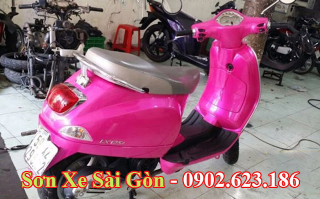 Mẫu sơn xe Vespa LX 125 màu hồng candy cực đẹp