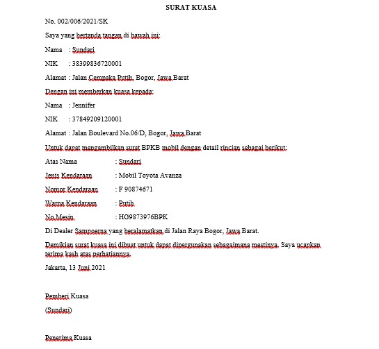 contoh surat kuasa pengambilan bpkb mobil contoh surat kuasa pengambilan bpkb mobil