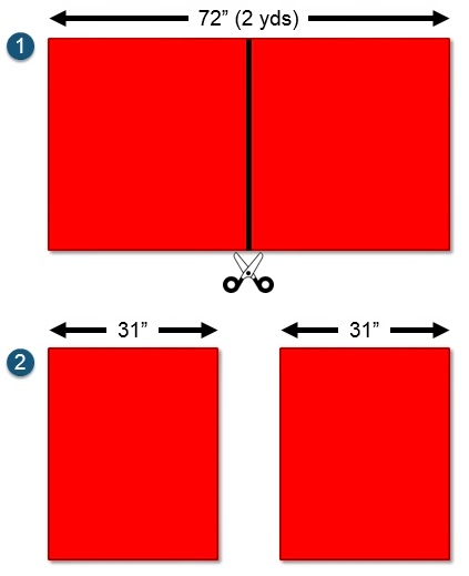 Measuring and cutting a DIY Super Hero cape for toddlers - step 1