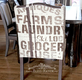 Stenciled Subway Art Dining Chairs w/ Old Sign Stencils, Bliss-Ranch.com