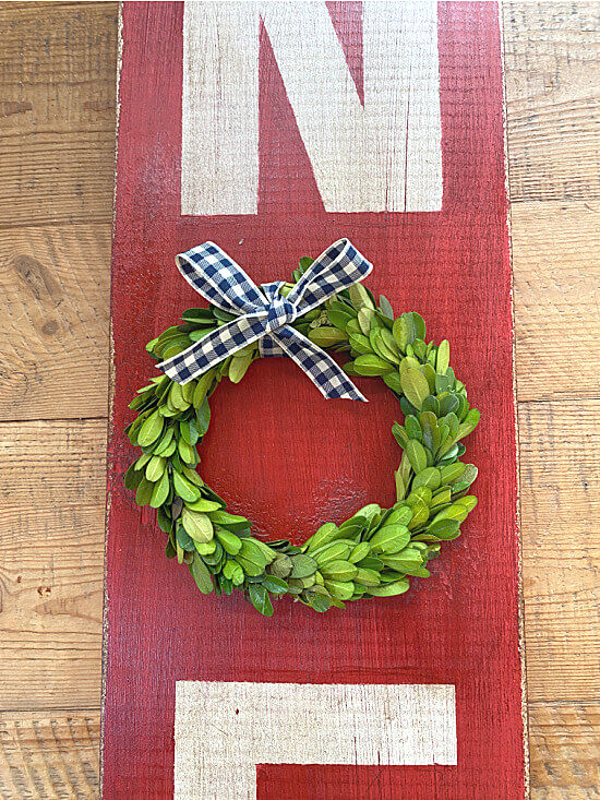 Boxwood wreath in place of the O