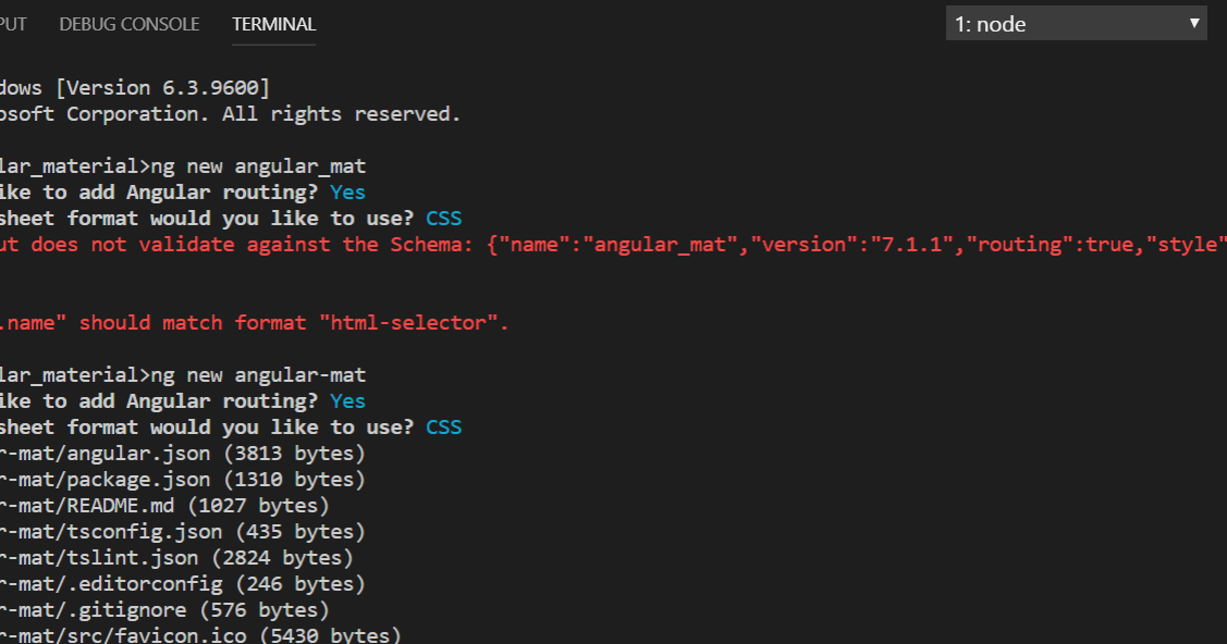 Schematic Input Does Not Validate Against The Schema Angular