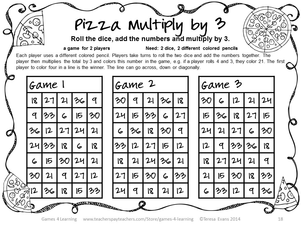 Printable Multiplication Game