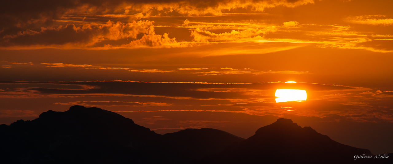 photos montagne, panoramique, nature couché de soleil orange
