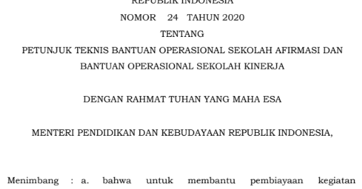 Download Juknis BOS Afirmasi dan BOS Kinerja 2020 PDF