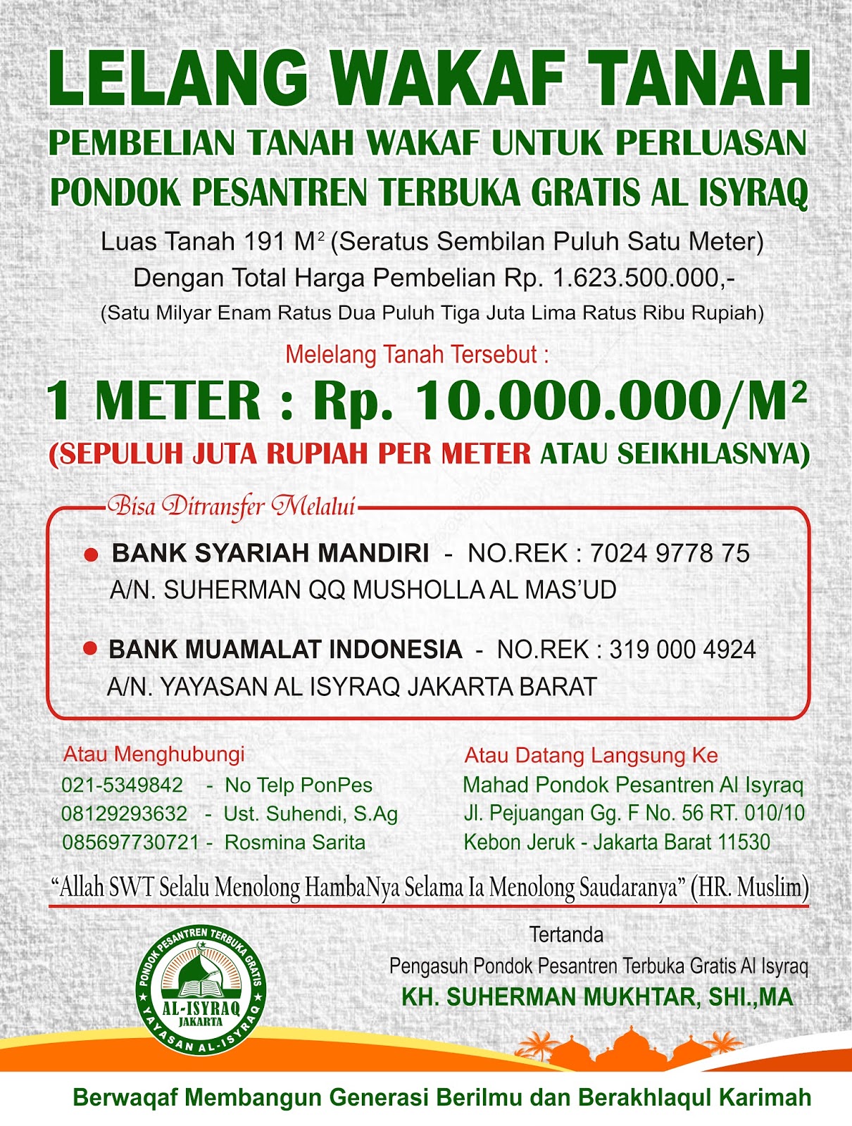 LELANG WAKAF TANAH PEMBELIAN TANAH Untuk Perluasan