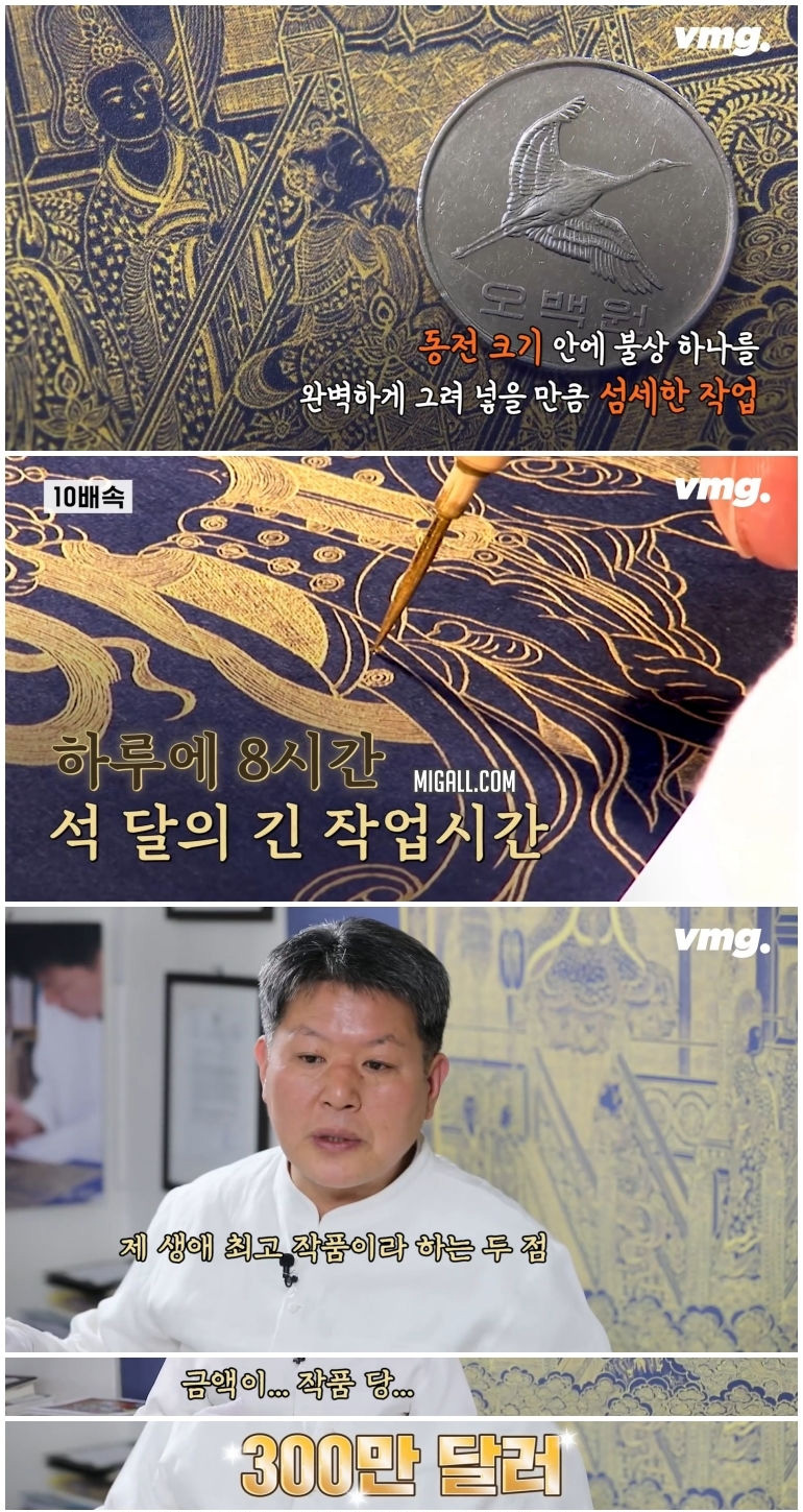 금가루로 33억원짜리 그림 그리는 남자 - 꾸르