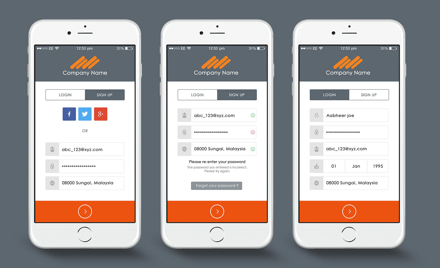 Login/Sign Up Inspiration Login/Sign Up Inspiration