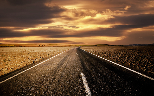 Road wallpaper with red sky