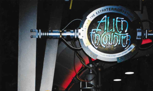 Alien Encounter Tomorrowland Sign at Night Disney World