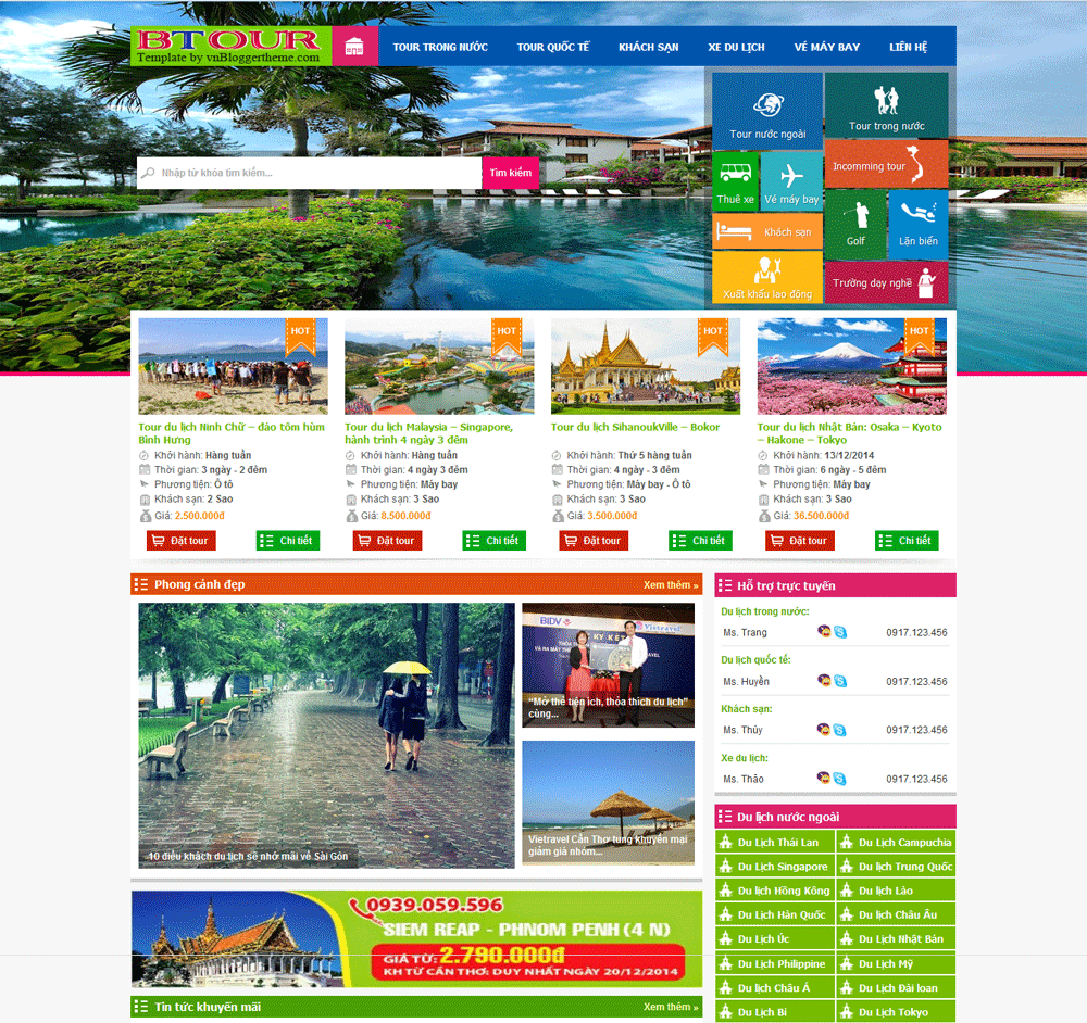 BTour - Một giao diện bán tour du lịch chuyên nghiệp cho Blogspot