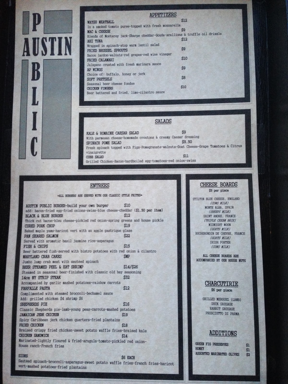 Edge of the City Austin Public Menu