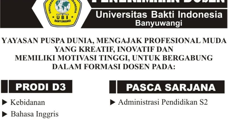 Lowongan Dosen Banyuwangi November 2018 - Agungnesia