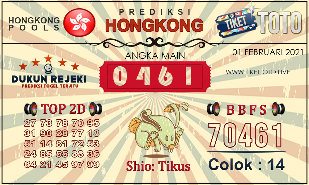 Prediksi Togel HONGKONG TIKETTOTO 01 FEBRUARI 2021