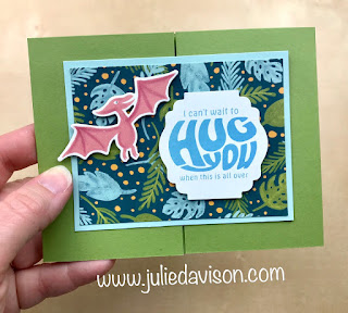 FREE Online Class: Stampin' Up! #ShareSunshine Covid-19 Product Giveback #stampinup #sudifferencemaker ~ 12 Quick & Easy Fun Fold Cards featuring Dinoroar Designer Paper ~ www.juliedavison.com