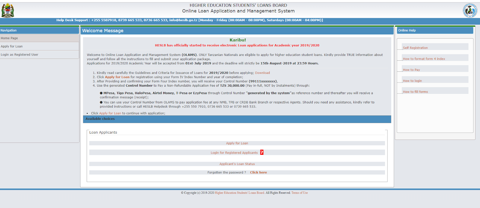 HESLB Loan Application 2019/2020 HESLB registration MWANAHARAKATI BLOG