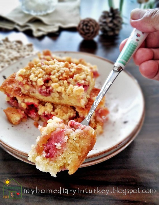 Strawberry and Nectarine Crumble Bar | Çitra's Home Diary. #coffeecake #crumblebarcake #streuselcake #dessert #strawberrycake #nectarinecake #summer