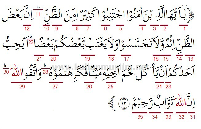 Hukum Tajwid Surat Al-Hujurat Ayat 12 Dalam Al-Quran Pembahasan Lengkap