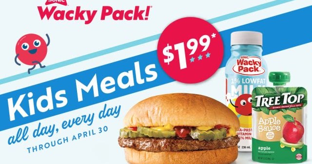 Sonic Discounts Kids Meals to 1.99 Through April 30, 2020