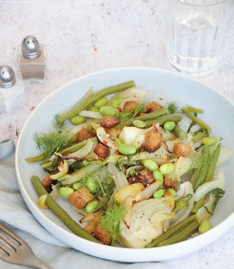 Fenchel mit Bohnen und Sauerteig-Croutons