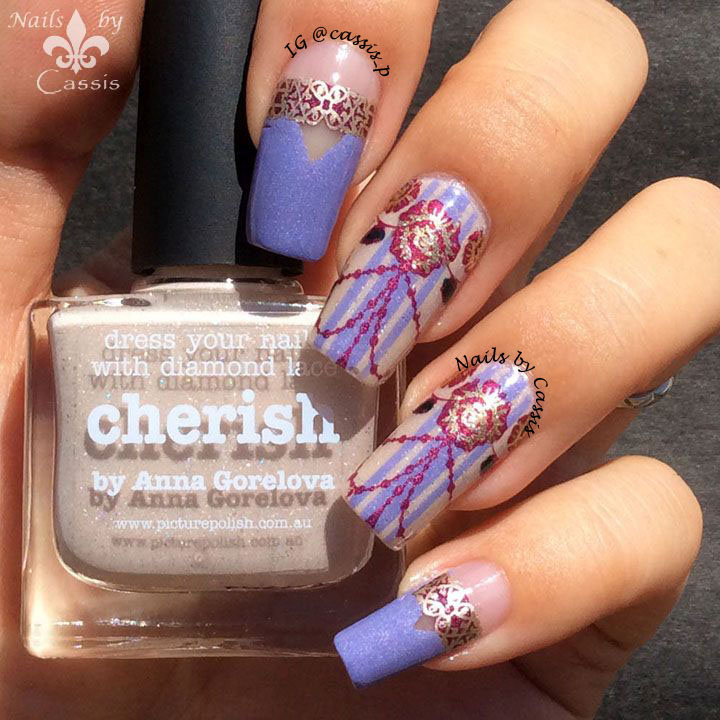 Purple Victorian Rose Mani Using Messy Mansion Valareign Plate - Nails ...