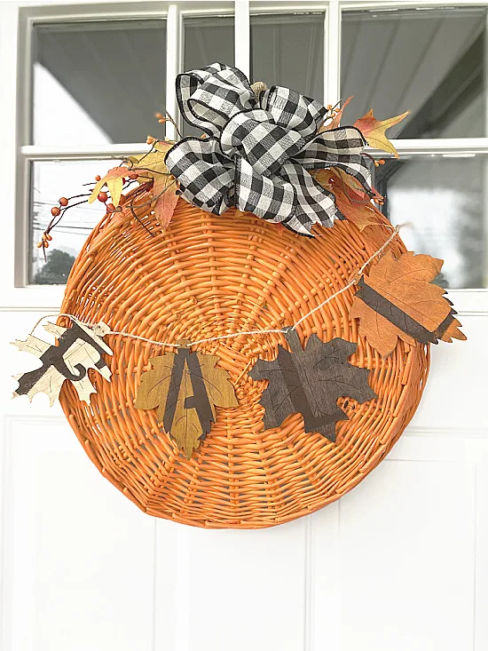 fall pumpkin on front door