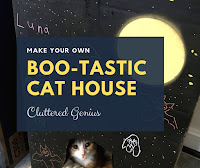 Blog With Friends, a multi-blogger project based post incorporating a theme, Boo. | Boo-tastic Cat House by Lydia of Cluttered Genius | Featured on www.BakingInATornado.com