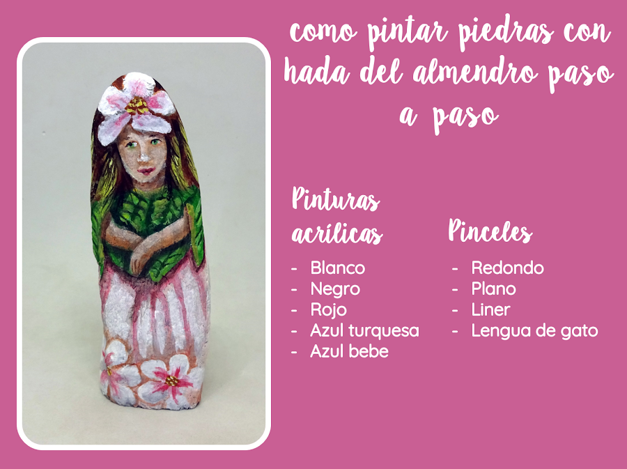 COMO PINTAR PIEDRAS CON HADA DEL ALMENDRO PASO A PASO