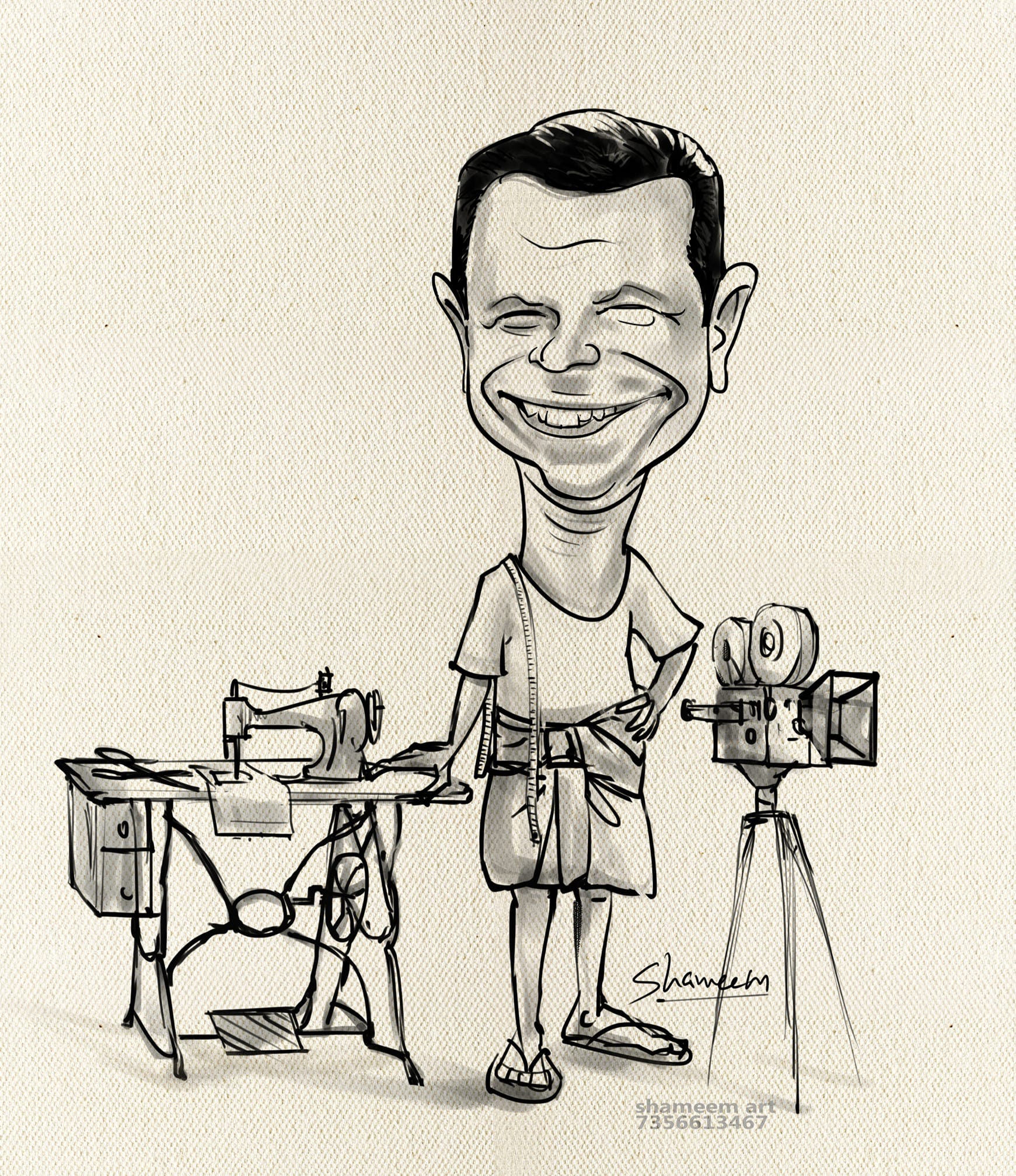Creative Artist. Shameem indrans malayalam actor drawing caricature