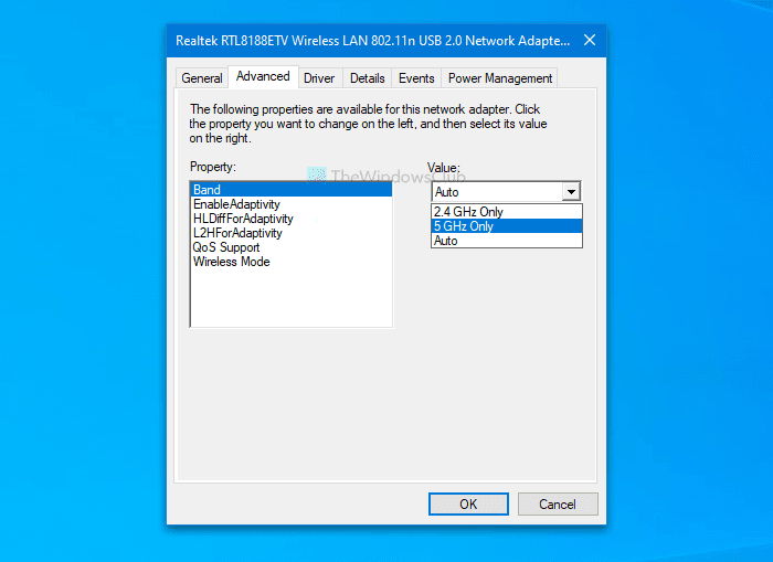 Schakelen tussen 2,4 GHz en 5 GHz wifi-banden in Windows 10