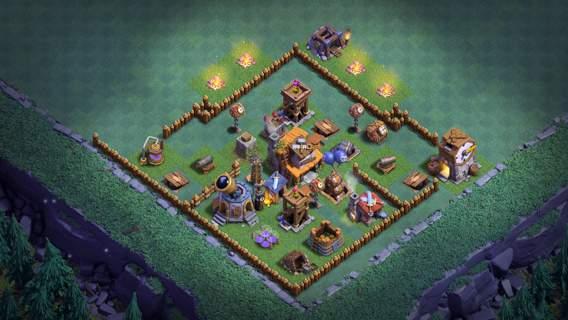 Clash of clans builders hut. Base builder. Coc builder base level 5 builder hall best base 2024. Base builder th5 base. Clash of clans builder.