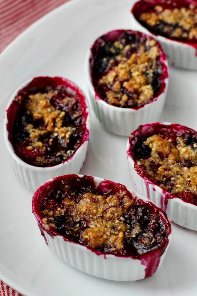 Raspberry-Blueberry Crisps with an almond oat crumble