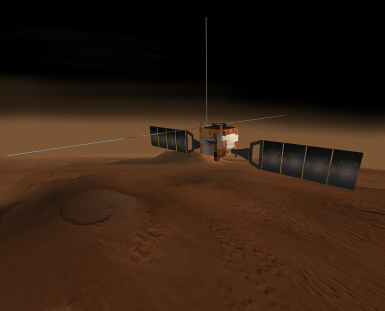 Data sent by "Mars Express" revealed the existence of about 4 lakes under the south pole of Mars (NASA)