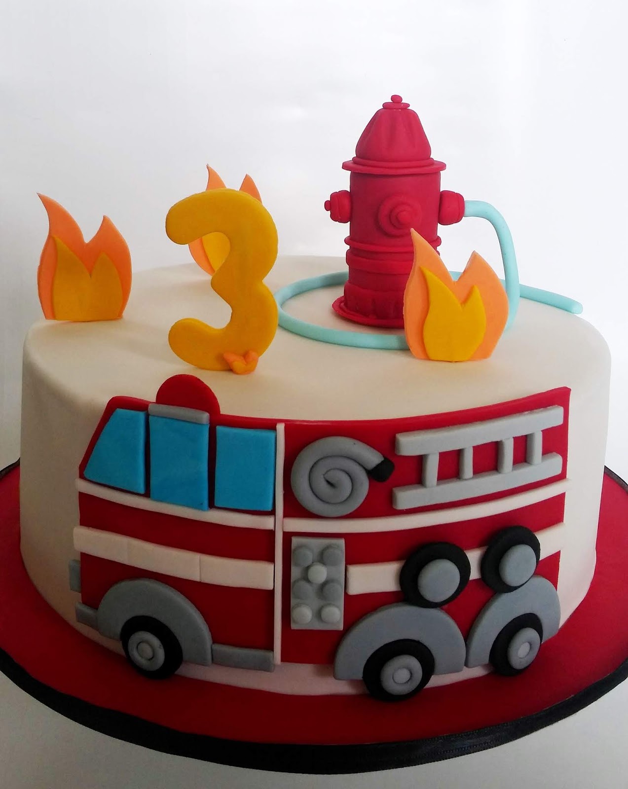 Two Tier Firetruck Cake