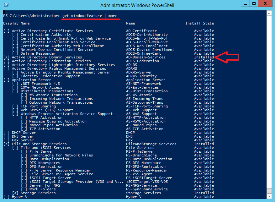 Powershell InstallWindowsFeature ADDomainServices