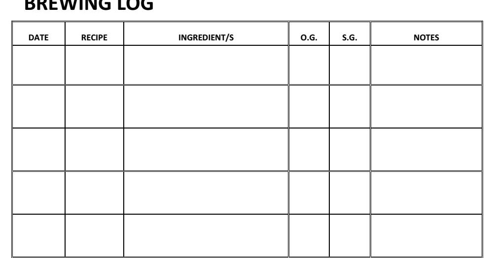 FOOD PRESERVING BREWING LOG