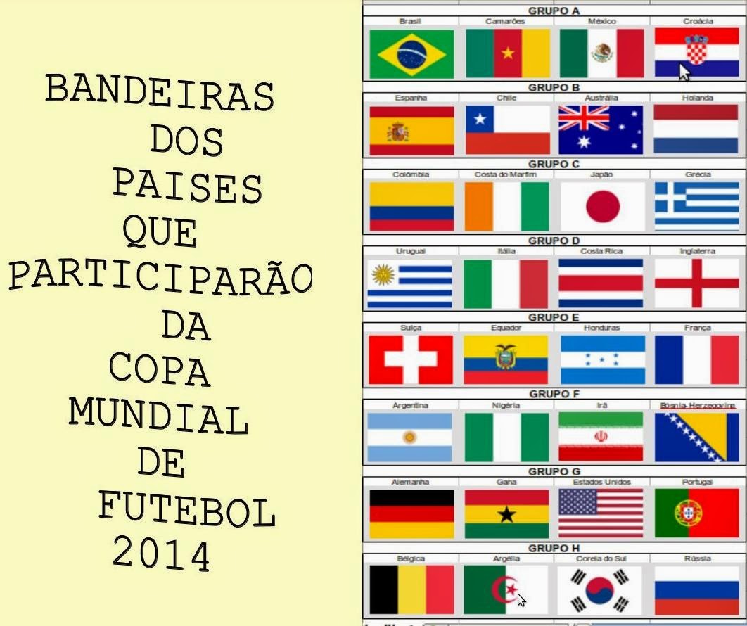 PILETAS: Bandeiras dos países que participam da copa.