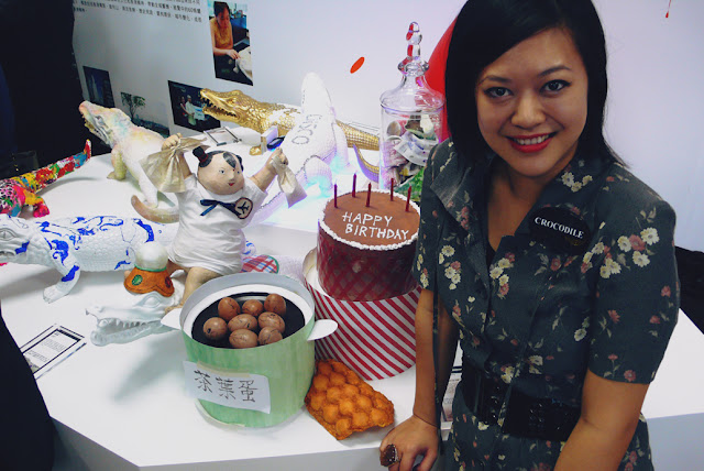 Kitty N. Wong at Crocodile Detour Growing up in Hong Kong event paper mache doll tea eggs waffle