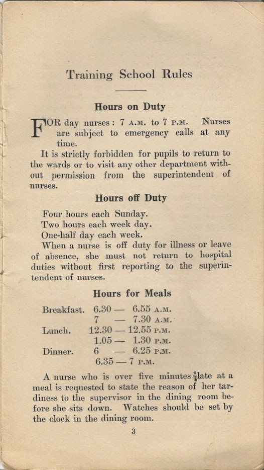 Nurse Training School Manual early 20th century rules