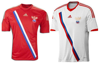 Russia Home+Away Euro 2012 Kits (Adidas)