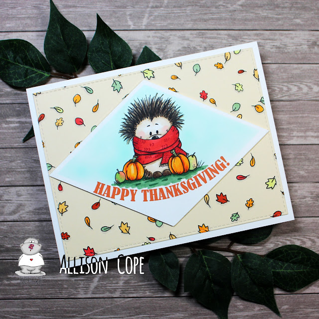 Thanksgiving Hedge by Allison Cope featuring the "Cold Hedgehog" digital stamp by Gerda Steiner Designs